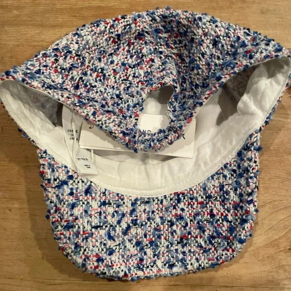 NWT Janie and Jack Tweed Blue Red Sparkly Baseball Cap Size 2-3T Preppy Cute - Picture 2 of 9